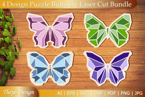 3D Butterfly Puzzle SVG Laser Cut Bundle: 4 Unique Designs