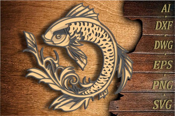 3D Fish Multilayer Svg Cut File Mandala