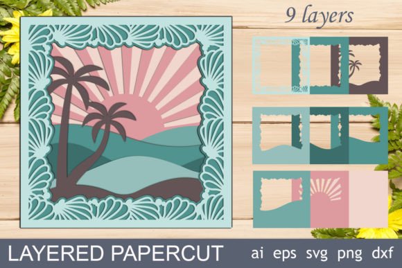 3D Sea Waves Shadow Box: Layered SVG Cut File Design