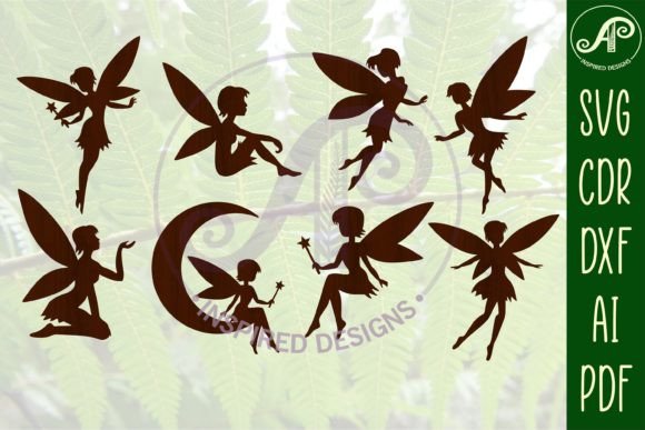8 Fairy Silhouette SVG Shape Bundle for Magical Crafts