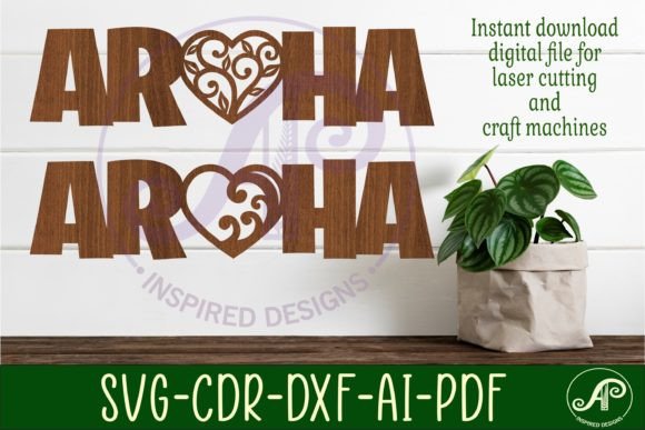 Aroha Word Wall Art Signs: Modern SVG Laser Cut Files