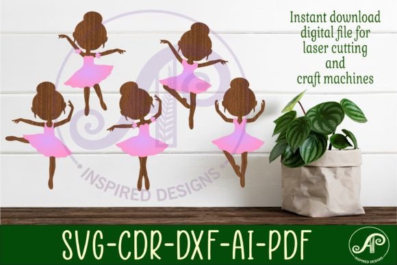 Ballerina Two-layer Silhouette Laser Cut SVG Files
