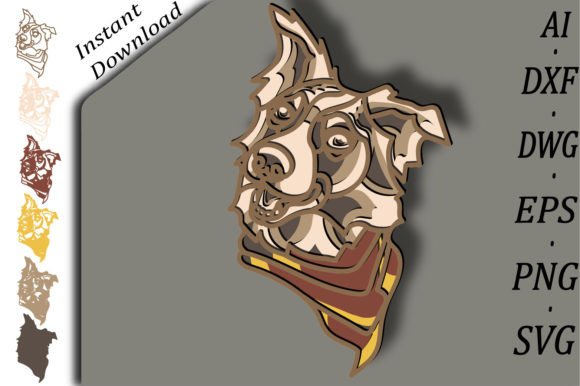 Border Collie Multilayer SVG/3D Layered Design