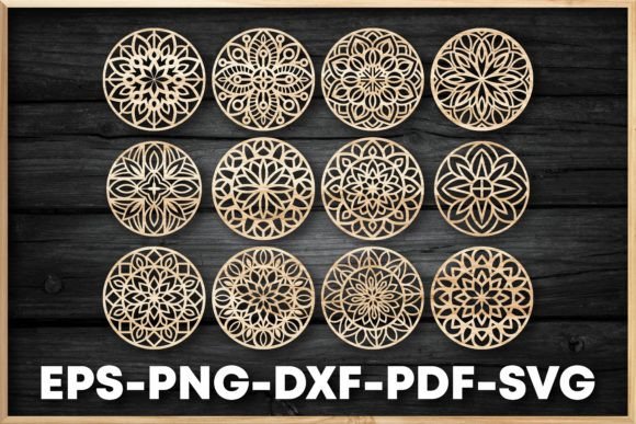 Coasters Laser Cut SVG Files Bundle V07