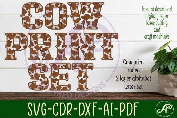 Cow Print Letters Alphabet Set X 26