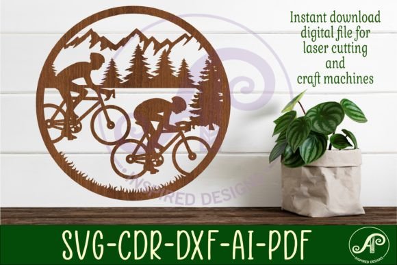 Cyclist Wall Art Sign SVG File for Crafters