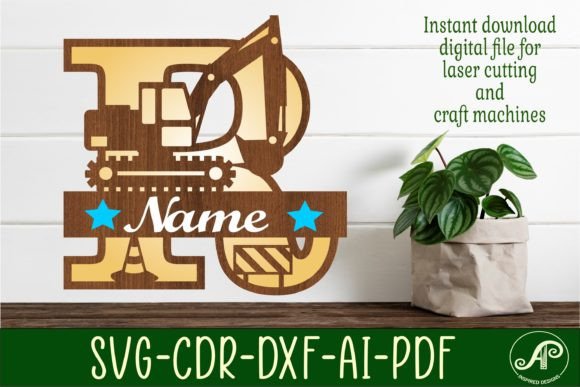 Digger Capital Monogram Letter R SVG for Crafts