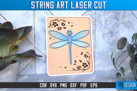 Elegant String Art Dragonfly Design for Laser Cutting Projects