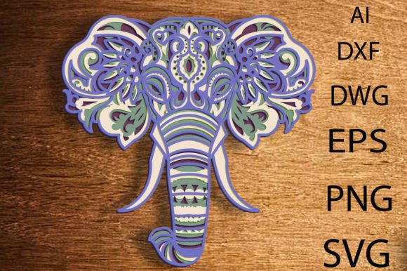 Elephant Zentangle SVG Multicolor Pastel Design