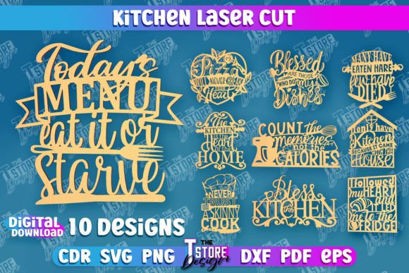 Kitchen Wall Sign Laser Cut Bundle for Home Decor