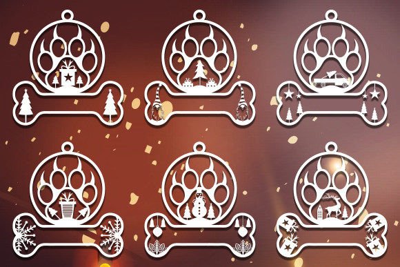 Laser Cut Dog Paw Christmas Wall Sticker Design