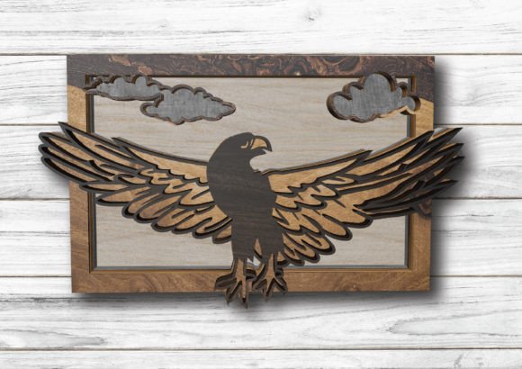 Laser Cut File: Eagle in Frame for Layered Crafts