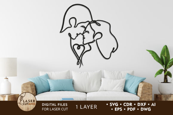 Laser Cut Metal Art - COUPLE: One-Line Design for Your Projects