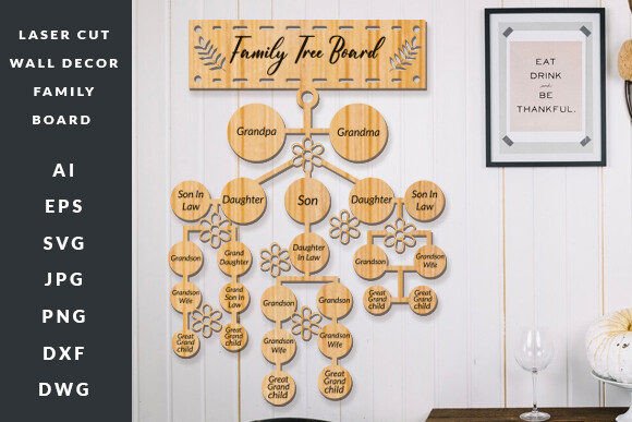 Laser Cut Wall Decor Family Board SVG