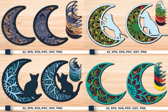Layer Paper Cut Mandala Moon SVG Bundle