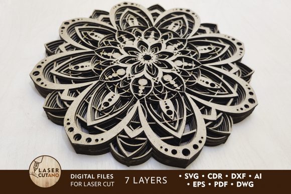 Multilayer Mandala 1: A Stunning 3D Design for Laser Cut Projects