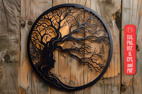 Mystical Moon Laser-cut Wall Decor: Celestial Design Asset
