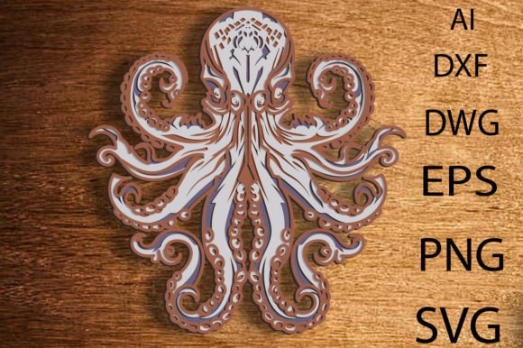 Octopus Multilayer Svg/3D Octopus/Paper/
