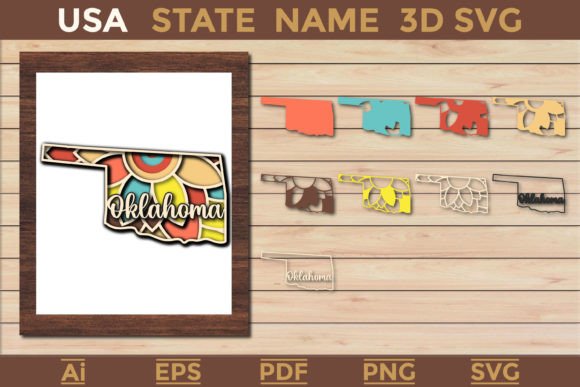 Oklahama USA State 3d SVG Paper Cut for Modern Design