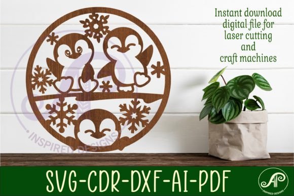 Penguins Wall Art Sign SVG: Create Charming Laser Cut Decor